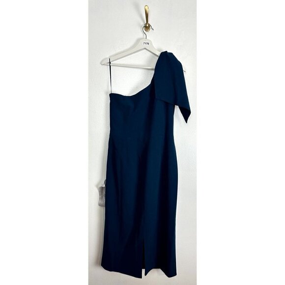 DRESS THE POPULATION Tiffany One-Shoulder Midi Dress in Peacock Blue XX-Large - Picture 9 of 13